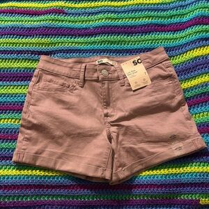 SO Women's Purple Mauve Jean Shorts Low Rise Midi Shorts 7/28 NWT Superstretch